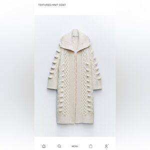 Zara cream textured coat, size small